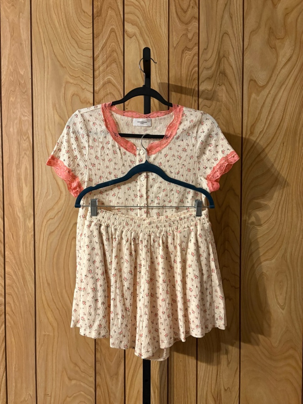 Anniewear Floral Lace Trim Top Shorts Set Small Cottagecore NWOT Sample